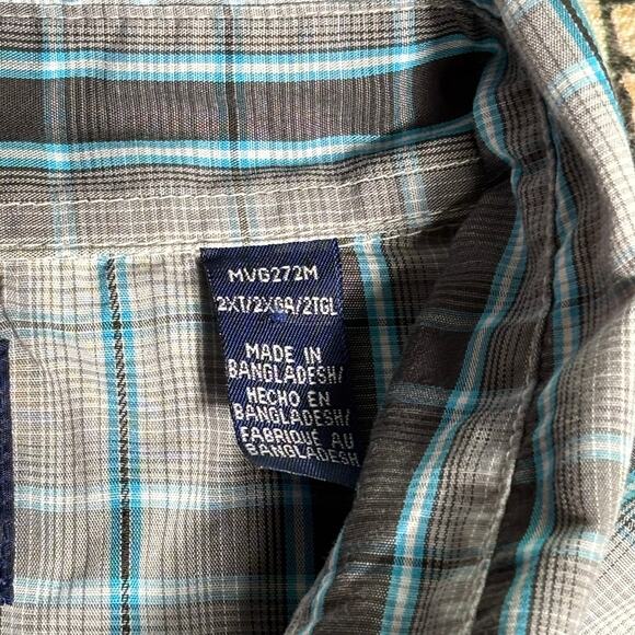 Vintage Wrangler Pearl Snap Button Up Men's Western Outdoor Farmer Shirt 2XL - Picture 7 of 12